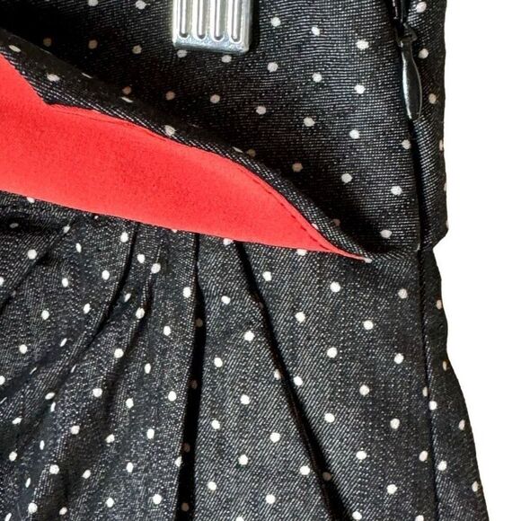 Betabrand Polka Dot Denim Skort Skirt Over Shorts in Black & Red Cotton Blend XS - Picture 13 of 14